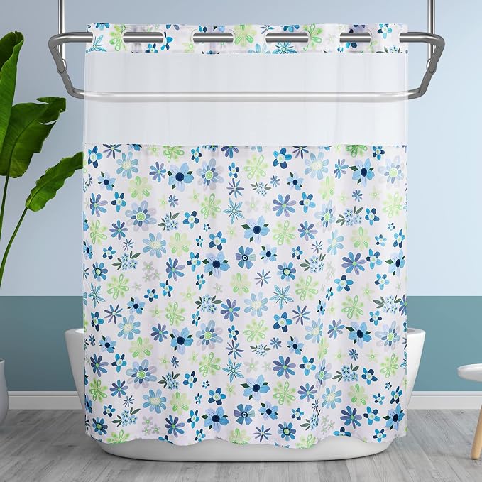 Lagute SnapHook Hook Free Fabric Floral Shower Curtain - Image 8
