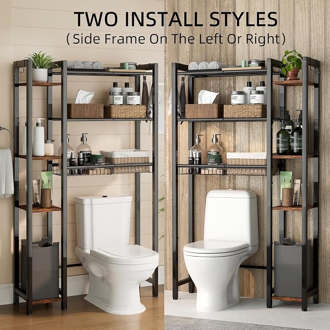 Over The Toilet Storage with Side Rack, 7-Tier Bathroom Organizer with - Image 5