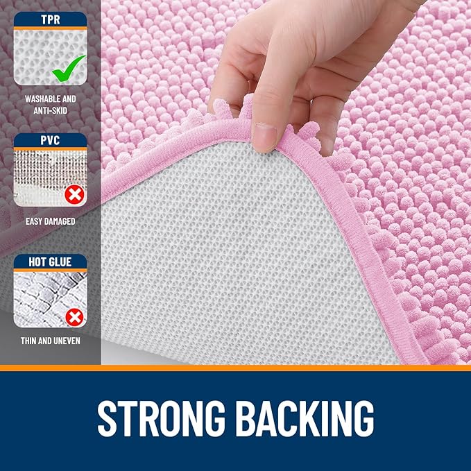 OLANLY Bathroom Rugs 44x24, Extra Soft Absorbent Chenille Bath Rugs, Rubber - Image 6