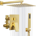 Gold Shower System, Bathroom Brushed Gold Shower Faucet Set by Kurpot