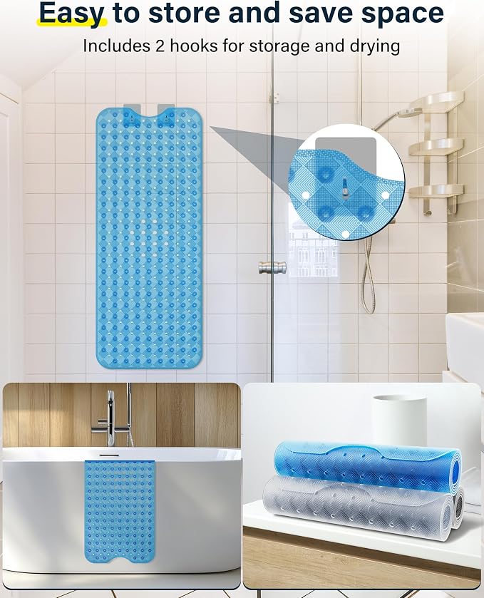 Non Slip Bathtub Mat for Tub & Shower, Machine Washable 40"x16" Anti Slip Bath - Image 3