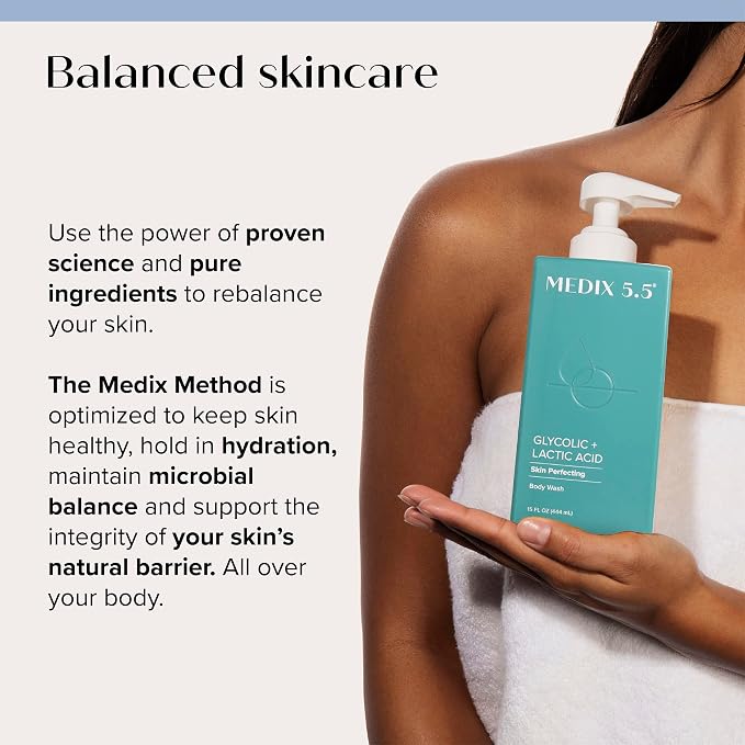 Medix 5.5 Glycolic Acid + Lactic Acid Exfoliating Body Wash Gel | KP Bump - Image 7