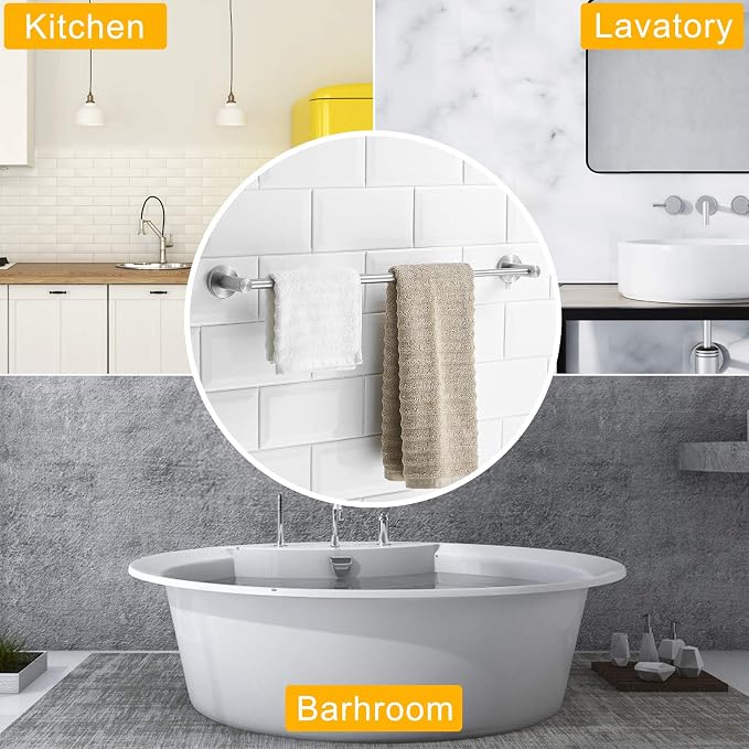 BESy Adjustable 15 to 26 Inch Single Bath Towel Bar - Image 6