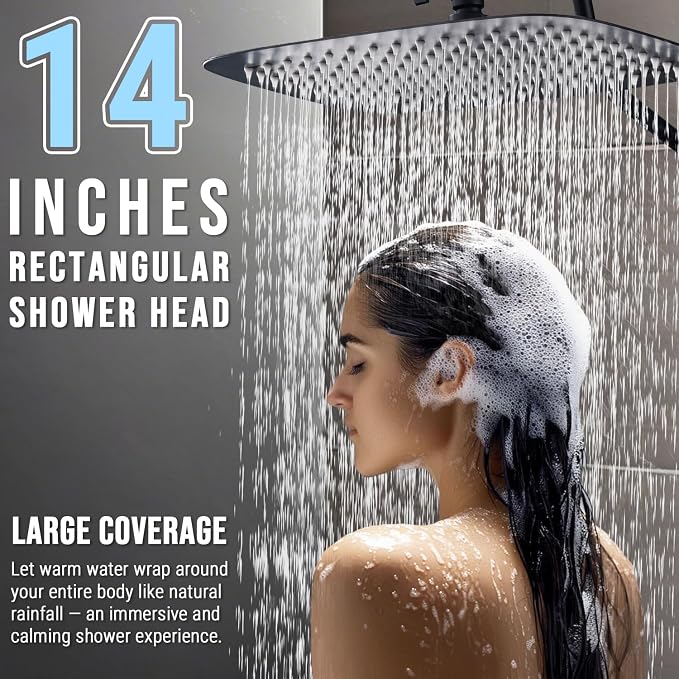 G-Promise 14 Inches Shower faucet Sets Complete, All Metal Rainfall Shower Head - Image 2