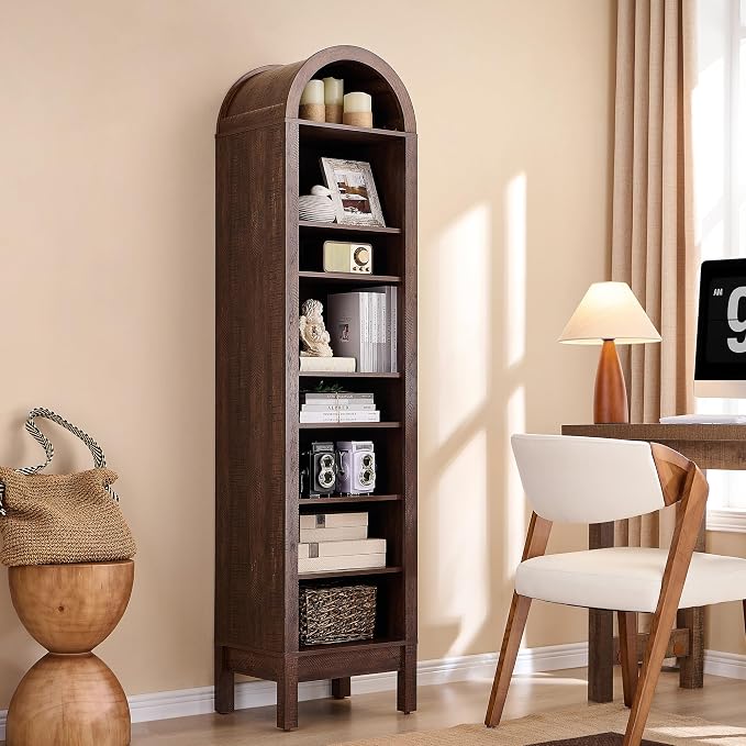 71" Tall Arched Bathroom Storage Cabinet, 8-Tier Modern Farmhouse Storage - Image 5