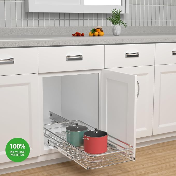 Sliding Cabinet Organizer Pull Out Shelves, Heavy-Duty Slide Out Shelf - Image 2