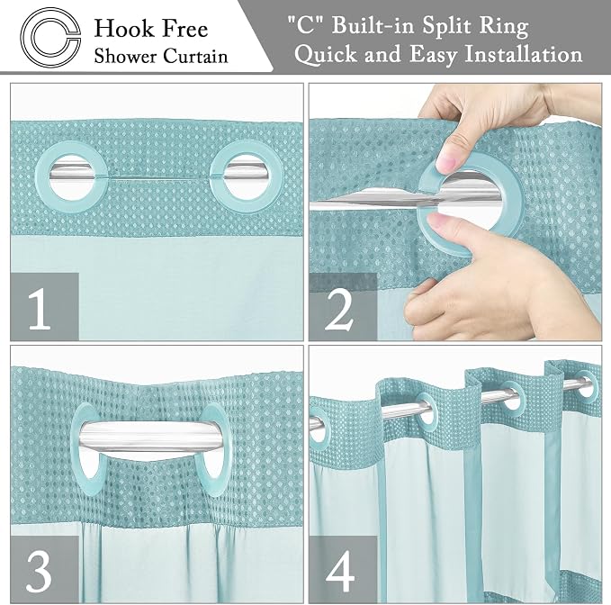 Gibelle No Hook Waffle Weave Shower Curtain - Image 4