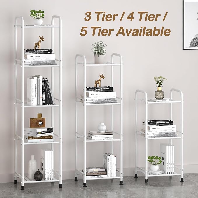 JSB 5 Tier Narrow Bathroom Shelving Unit, Kitchen Storage Rack Organizer Metal - Image 5
