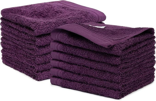 100% Cotton Washcloths Set 13” x 13” | Plum Towels | Set of 12 Ultra Soft and by Weidemans