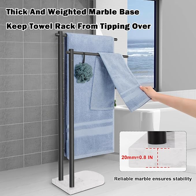 Livabber Standing Towel Rack, 304 Stainless Steel 2-Tier Towel Holder Stand - Image 4