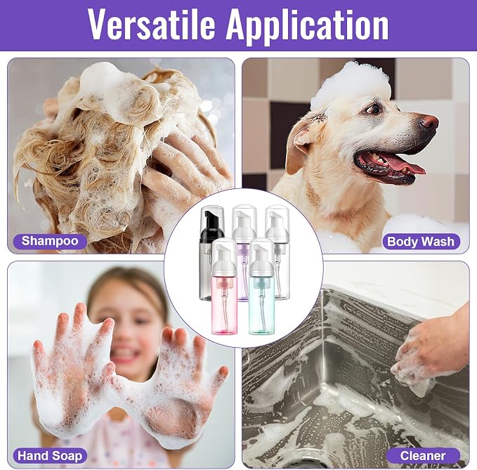 5 Pack 2 oz Travel Foam Pump Bottle, 60 ml Foam Dispenser, Hair Mousse - Image 7