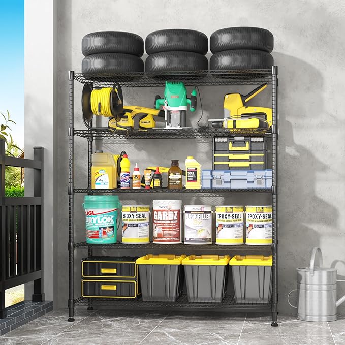 Homdox Heavy Duty Storage Shelves, 5 Tier Wire Shelving Unit - Image 2