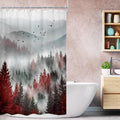 Riyidecor Stall Half Small Rv Shower Curtain 36Wx72H Inch Red Black Mountain by Riyidecor