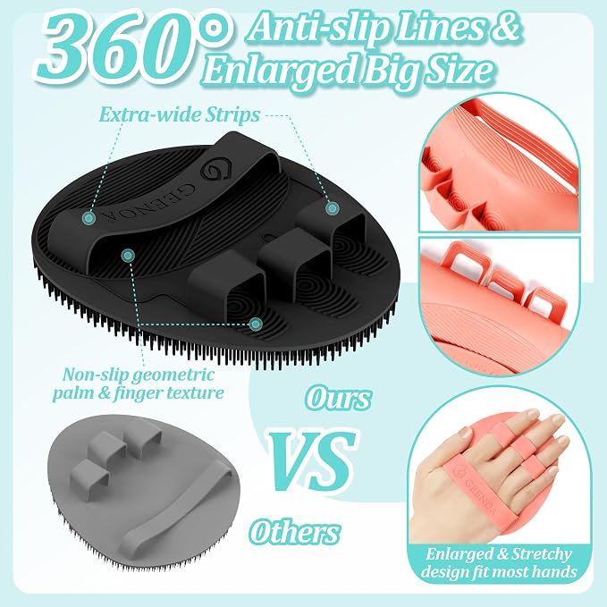 Soft Silicone Bath Gloves 4PCS, 360° Anti-Slip & Enlarged Silicone Body Scrubber - Image 5