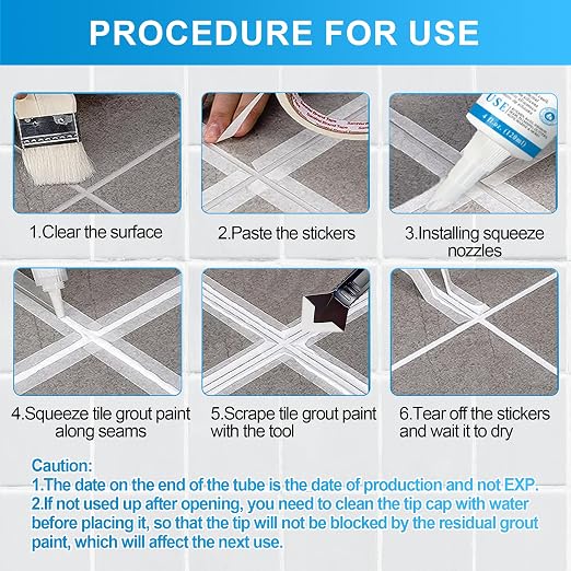 8Oz White Waterproof Caulk & Seal Silicone Sealant, Wadities Tile Grout Repair - Image 6