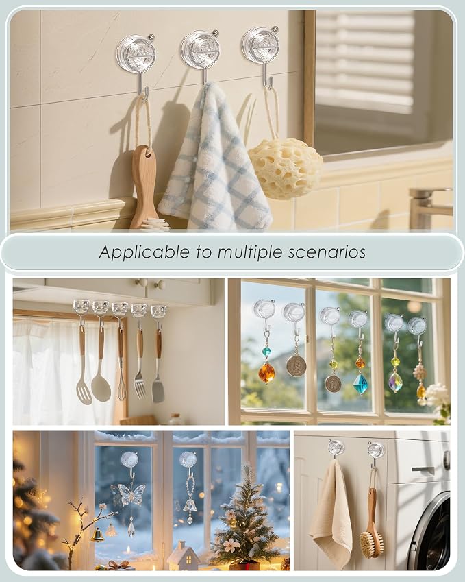 Suction Cup Hooks for Shower, Upgrade Clear Suction Towel Hooks Heavy Duty - Image 5