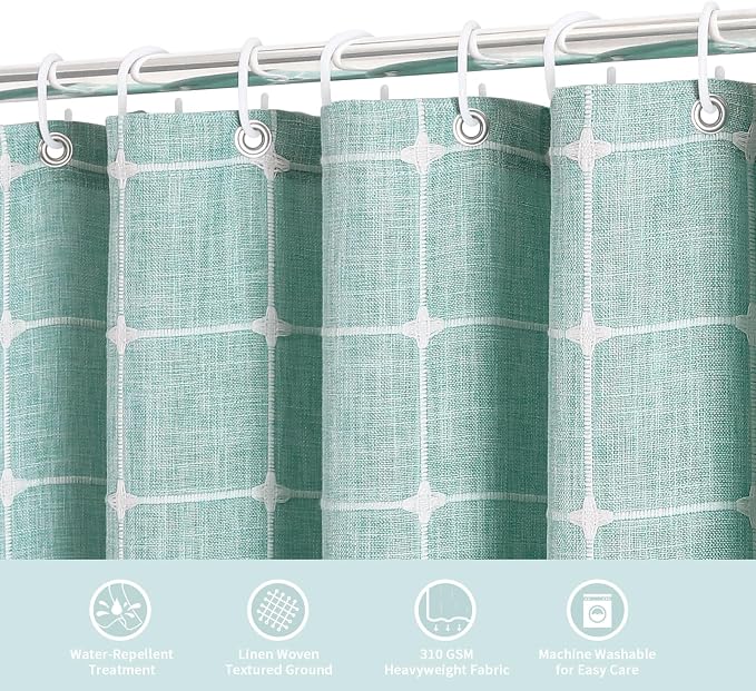 MitoVilla Teal Blue 36 x 72 Boho Small Stall Shower Curtain, Turquoise Narrow - Image 3