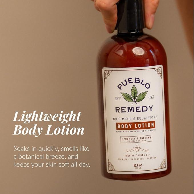 Pueblo Remedy Body Lotion, Cucumber & Eucalyptus – Hydrating & Softening - Image 3