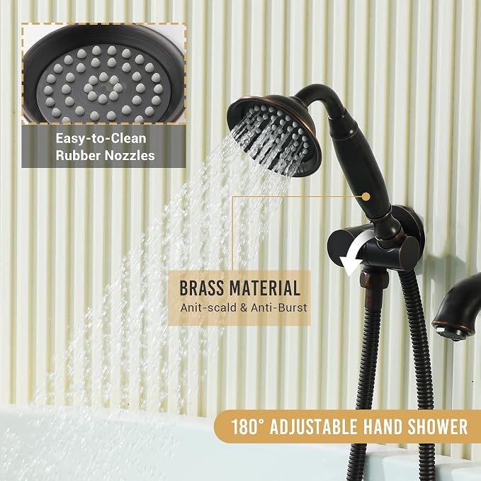 DASAN Antique Wall Mount Tub Filler Faucet - Image 4