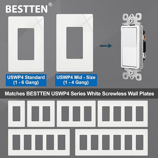BESTTEN 100 Pack Single Pole Decorator Wall Light Switch - Image 6