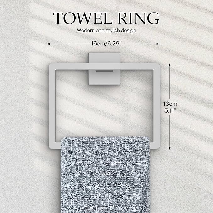 5-Pieces Brushed Nickel Bathroom Hardware Accessories Set, 16 Inch Towel Bar Set - Image 3