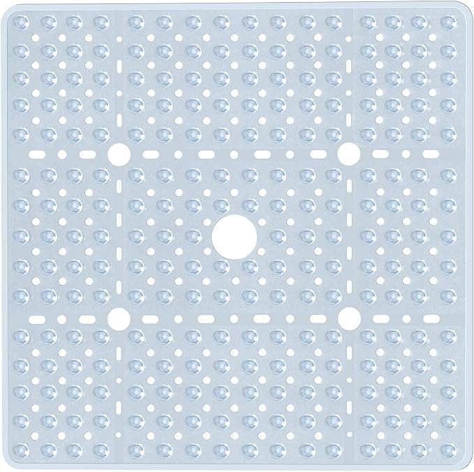 Large Clear Square Shower Mat Non Slip 27 x 27 Inch, Soft Bath Mat Bathtub Mat by NaolotureHome