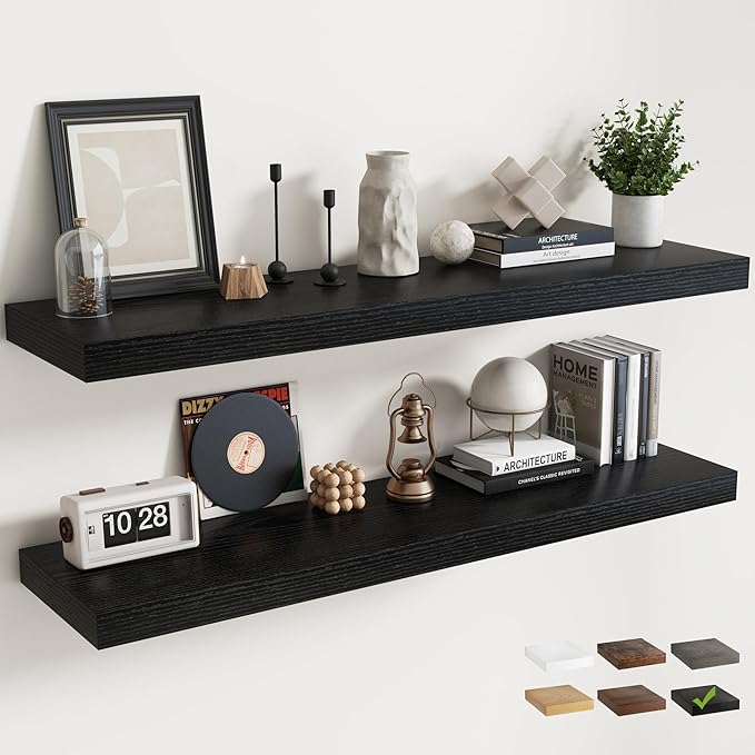 55 Inch Long Floating Shelves for Wall Set of 2, Easy Install Engineered Wood by Marsmiles