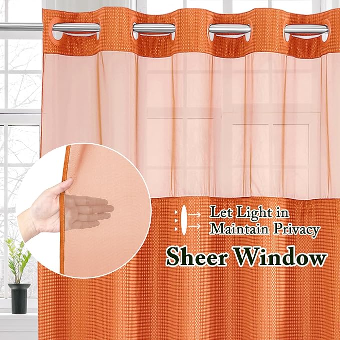 Gibelle No Hook Waffle Weave Shower Curtain - Image 2