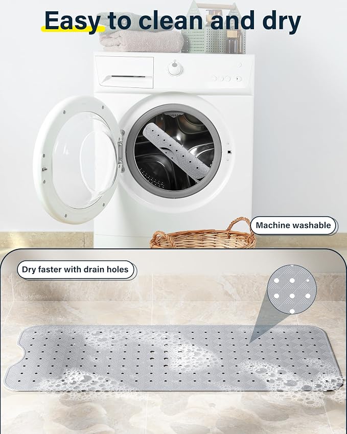 Non Slip Bathtub Mat for Tub & Shower, Machine Washable 40"x16" Anti Slip Bath - Image 5