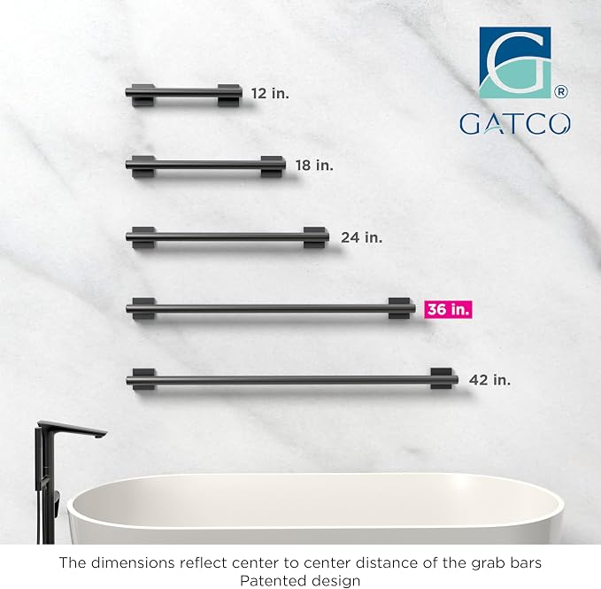 Gatco 946MX Elevate 36" L Grab Bar, Matte Black/ADA Compliant Stainless Steel - Image 3
