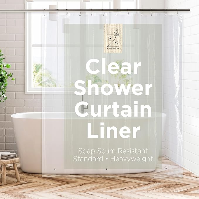Stitch & Stone Shower Curtain Liner, Premium Heavyweight Durable Waterproof 8g by MainstreamInternational