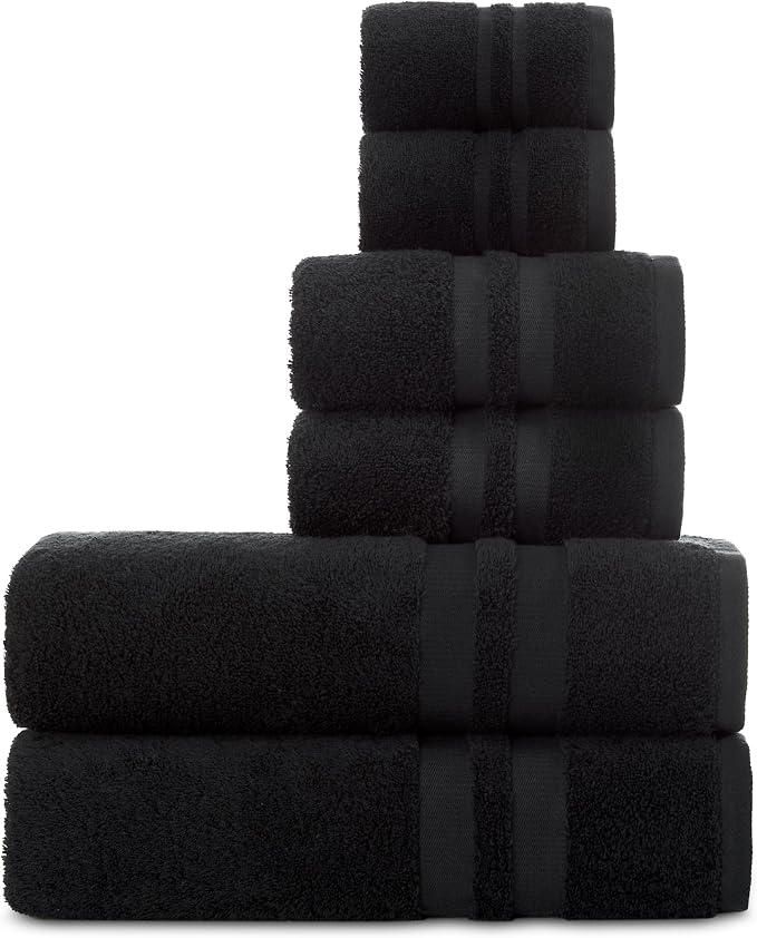 Premium 6 Piece Towel Set, 2 Bath Towel, 2 Hand Towels, 2 Washcloths, 100% by CottonFineBathTowels