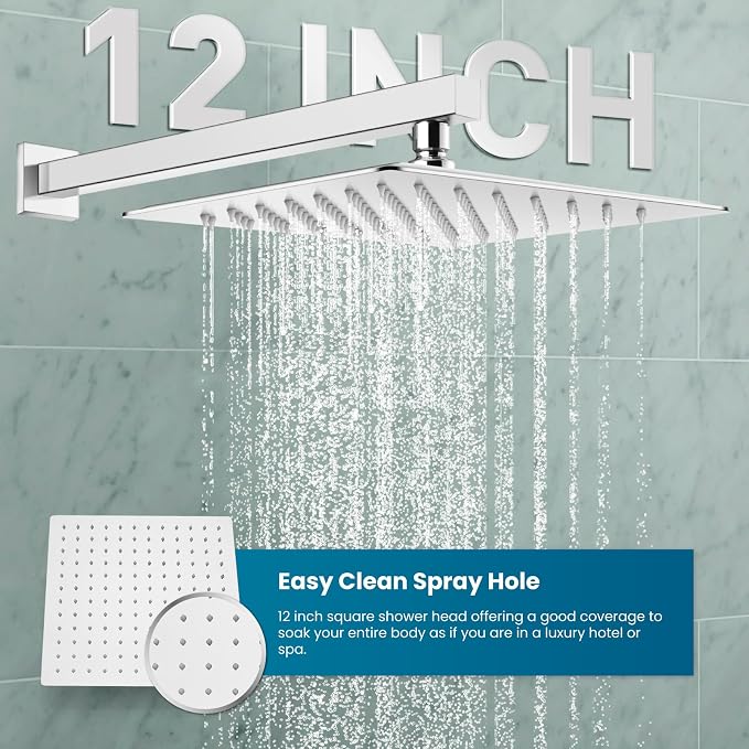gotonovo Rainfall Bathroom Shower System Rain Shower Head and Handle Set Wall - Image 3