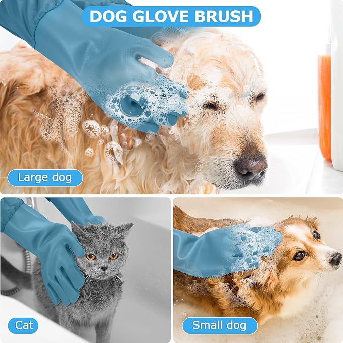 Dog Washing Gloves | Pet Grooming Gloves | Extra Long Arms - Image 5