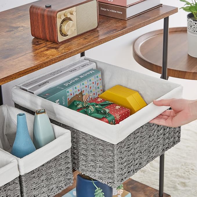 Vagusicc Wicker Basket, Decorative Rectangle Wicker Storage Basket Bins - Image 2