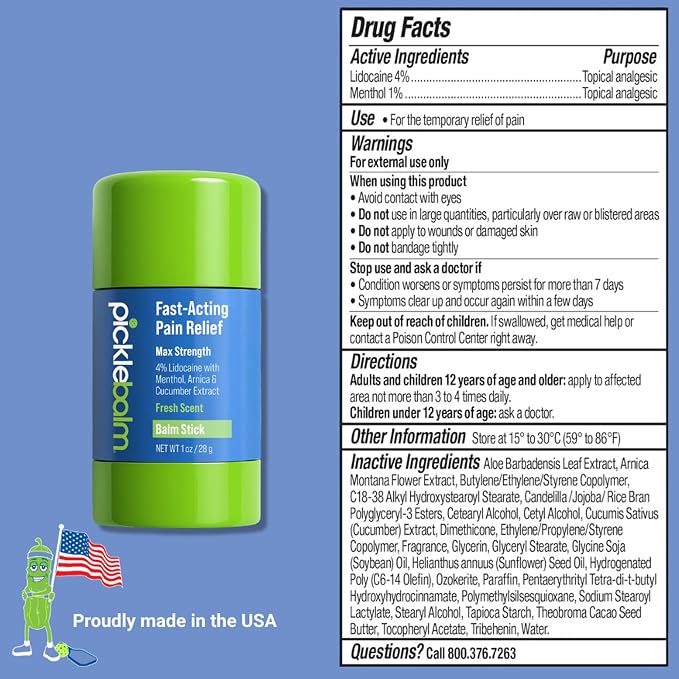 PickleBalm Pickleball In-Game Muscle Pain Relief Balm Stick - Image 9