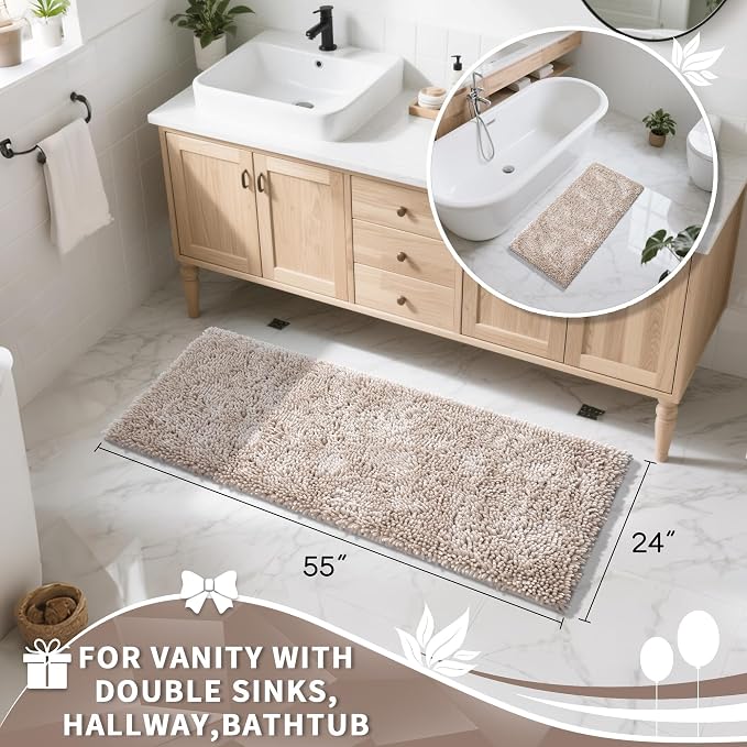 Yimobra Long Bathroom Rugs Runner 55x24 Inch, Extra Thick Soft Absorbent - Image 2