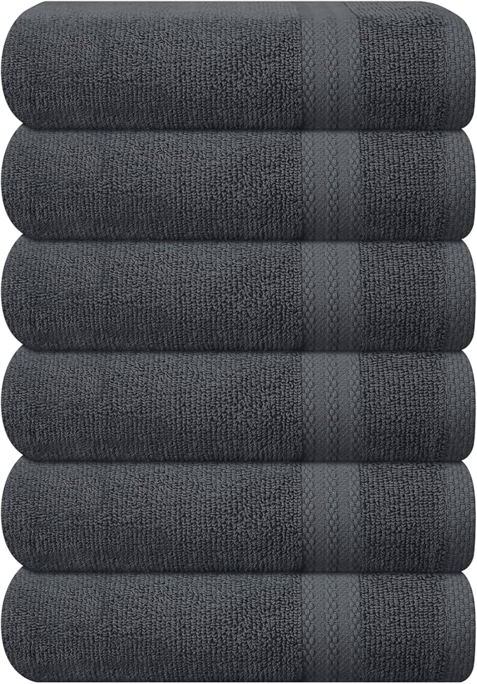 GLAMBURG Ultra Soft 6-Piece Hand Towel Set 16x28-100% Ringspun Cotton by GLAMBURG