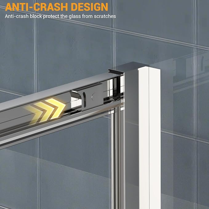 Bathroom Shower Glass Door 45.4"-47" W×76" H, Single Sliding Shower Door - Image 5