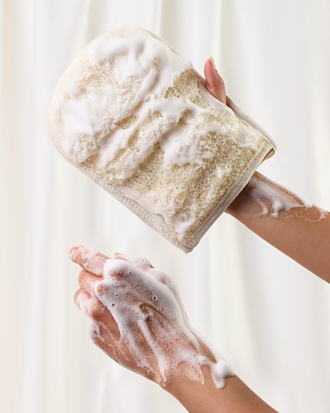 Premium Exfoliating Loofah Gloves – Natural Egyptian Loufa Sponge Body Scrubber - Image 2