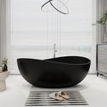 SJ STAR&JANE 63" x 38" Solid Surface Freestanding Bathtub, Oval Soaking Tub by SJSTARJANE