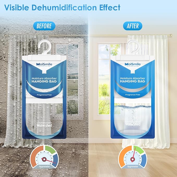 Moisture Absorbers 10 Pack Fragrance Free, Hanging Closet Dehumidifier Bags - Image 2