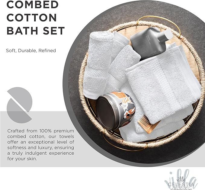 100% Cotton Bath Towel Set of 18-4 Bath Towels, 6 Hand Towels, 8 Wash Cloths - Image 2