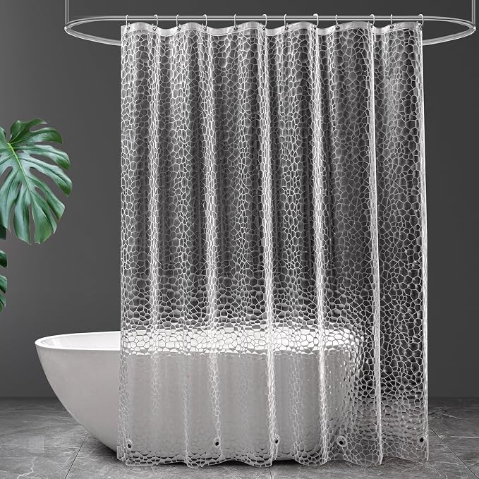 UFRIDAY Clear Shower Curtain Liner 72 x75 inches, 3D EVA Long Shower Curtain by UFRIDAY