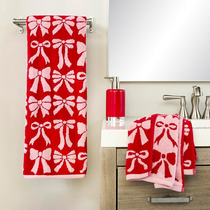 SKL Home Bow Jacquard 100% Cotton Premium Bath Towel, 500 GSM, Reversible - Image 2
