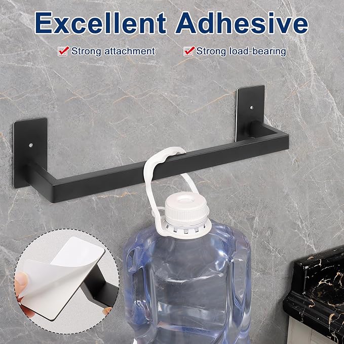 NearMoon Self Adhesive Bathroom Towel Bar, Stainless Steel Square Bath Wall - Image 3