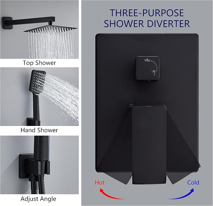 8 Inch Shower System with Tub Spout, Square High Pressure Shower Head, - Image 4