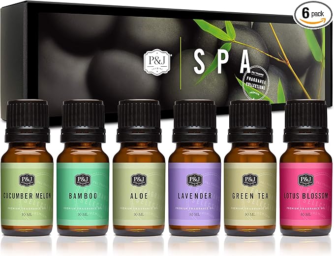 P&J Trading Fragrance Oil Spa Set | Aloe, Lotus Blossom, Cucumber Melon Candle by PJTrading