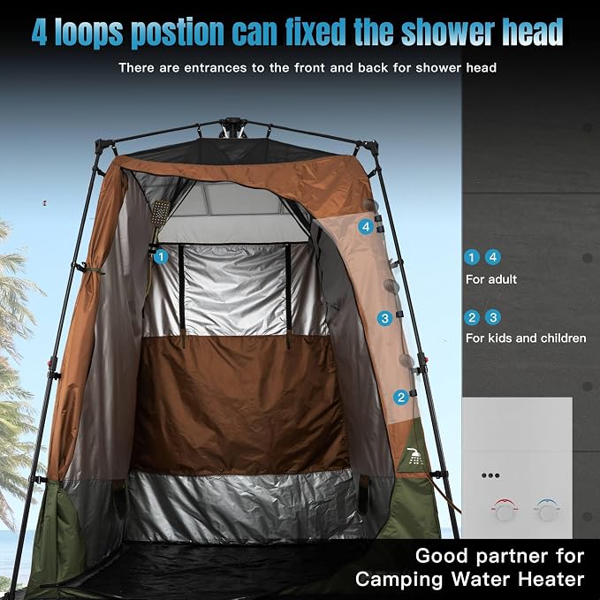 Camping Shower Tent Deluxe Changing Room Easy Set Up Privacy Shelter, Large - Image 8