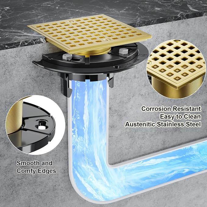 Brushed Gold Shower Drain 4-1/4 Inch - Image 4